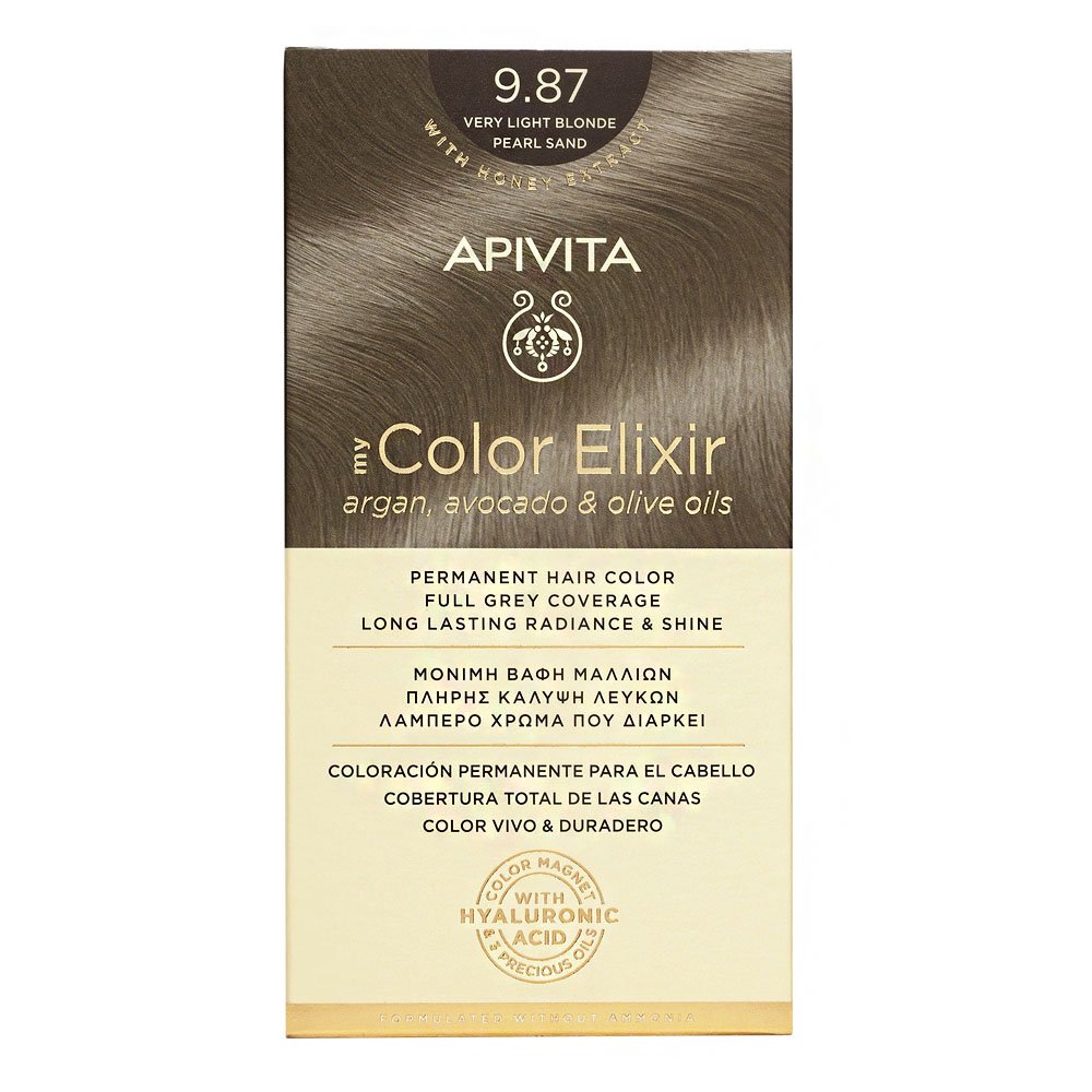Apivita My Color Elixir Μόνιμη Βαφή Μαλλιών 9.87 Ξανθό Πολύ Ανοιχτό Περλέ Μπεζ, 125ml