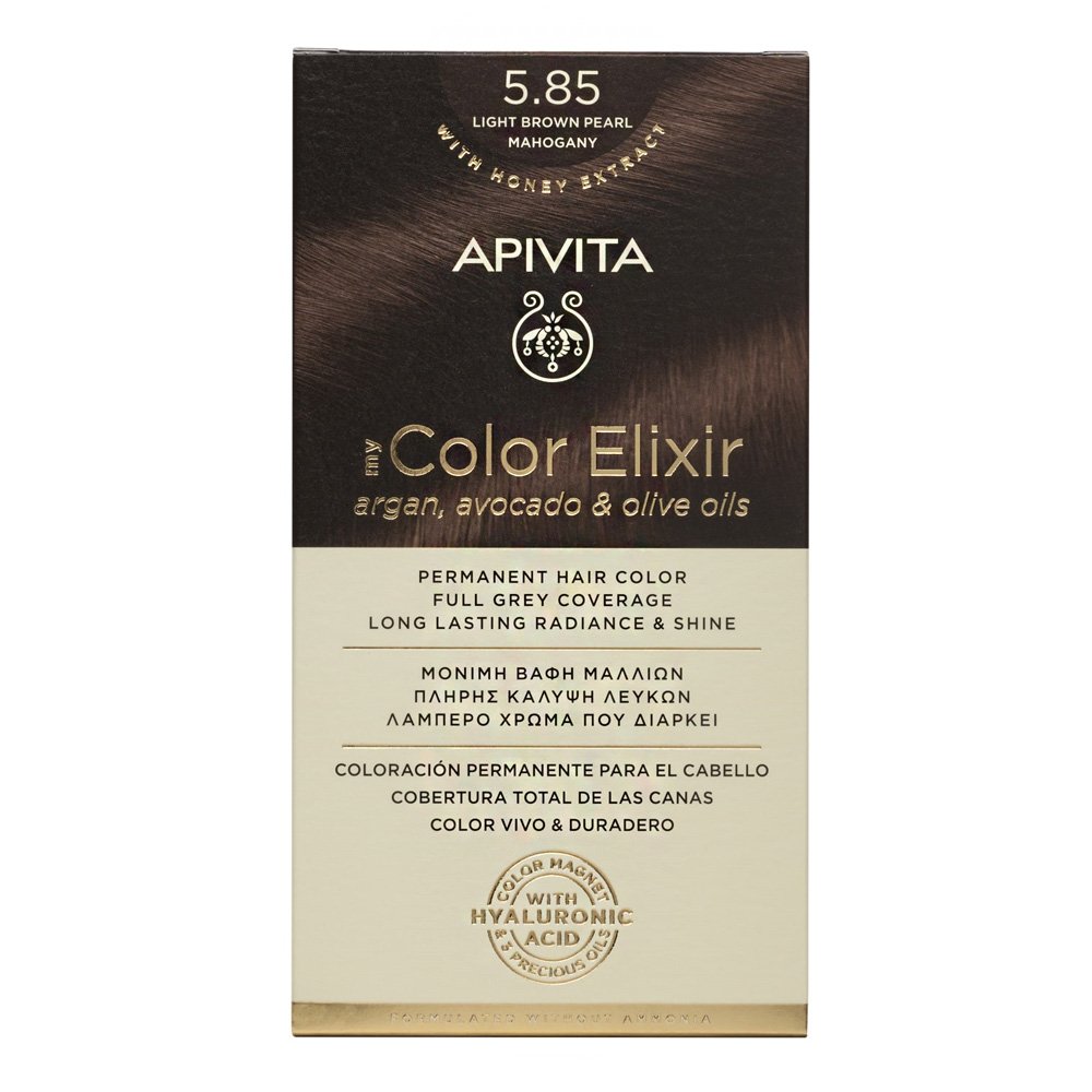Apivita My Color Elixir Μόνιμη Βαφή Μαλλιών 5.85 Καστανό Ανοιχτό Περλέ, 125ml