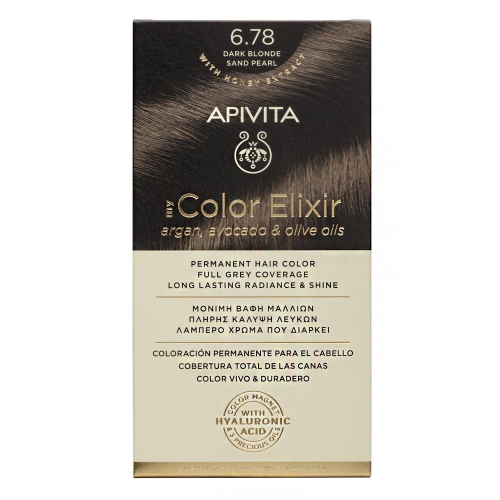 Apivita My Color Elixir Μόνιμη Βαφή Μαλλιών 6.78 Ξανθό Σκούρο Μπεζ Περλέ, 125ml