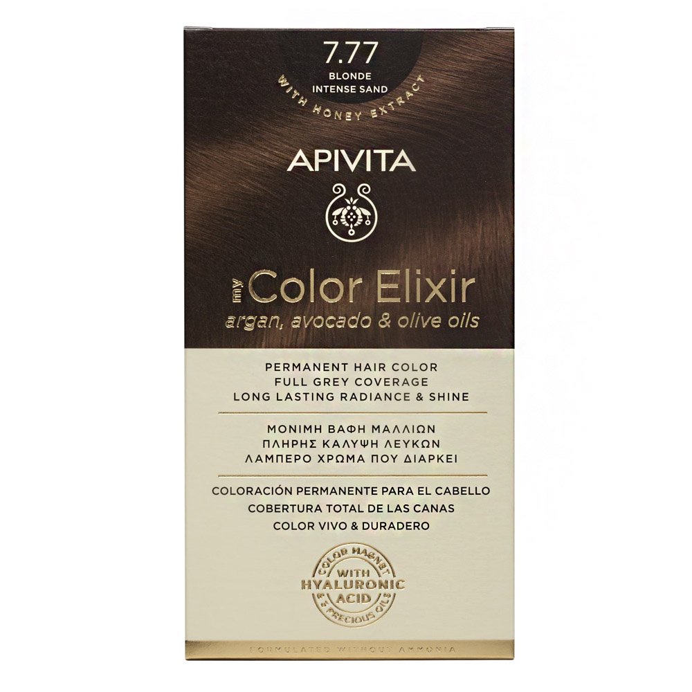 Apivita My Color Elixir Μόνιμη Βαφή Μαλλιών 7.77 Ξανθό Έντονο Μπεζ, 125ml