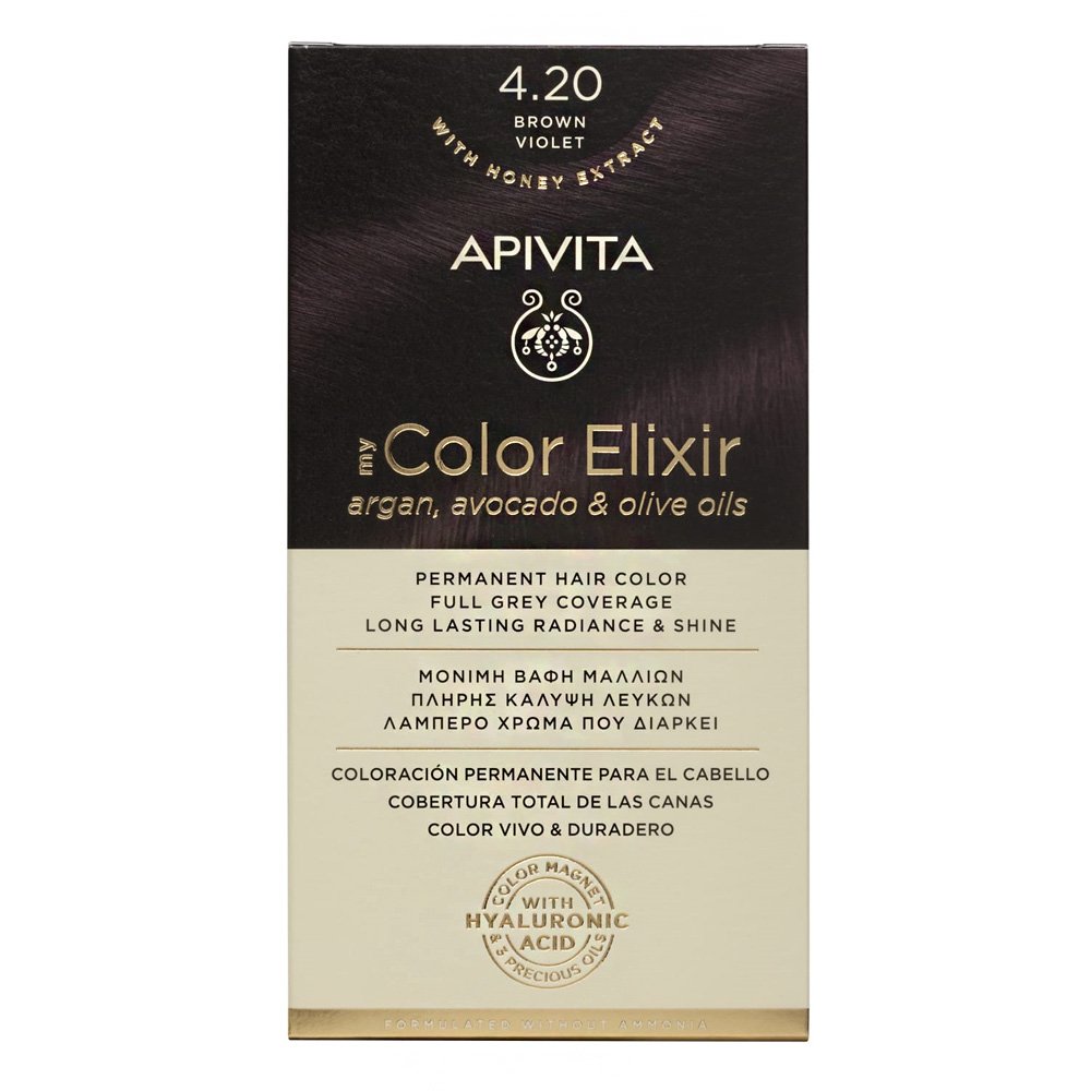 Apivita My Color Elixir Μόνιμη Βαφή Μαλλιών 4.20 Καστανό Βιολετί, 125ml
