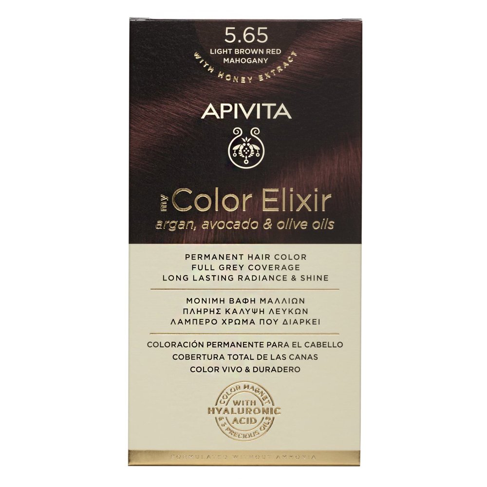 Apivita My Color Elixir Μόνιμη Βαφή Μαλλιών 5.65 Καστανό Ανοιχτό Κόκκινο Μαονί, 125ml