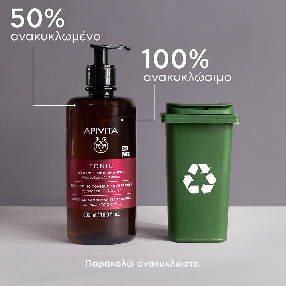 Apivita Women's Tonic Shampoo EcoPack Τονωτικό Σαμπουάν κατά της Τριχόπτωσης για Γυναίκες με Hippophae TC & Δάφνη, 500ml