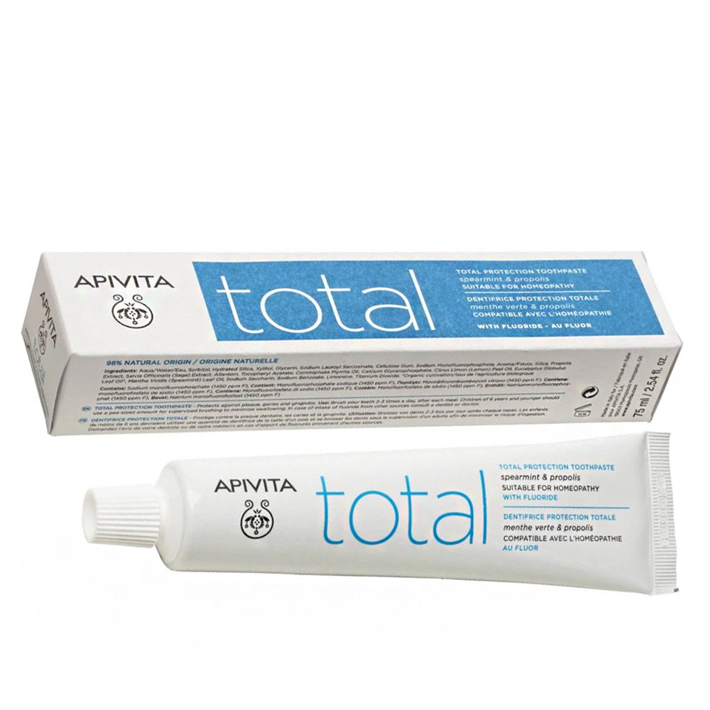 Apivita Total Οδοντόκρεμα Ολικής Προστασίας με Φθόριο Δυόσμος & Πρόπολη, 75ml