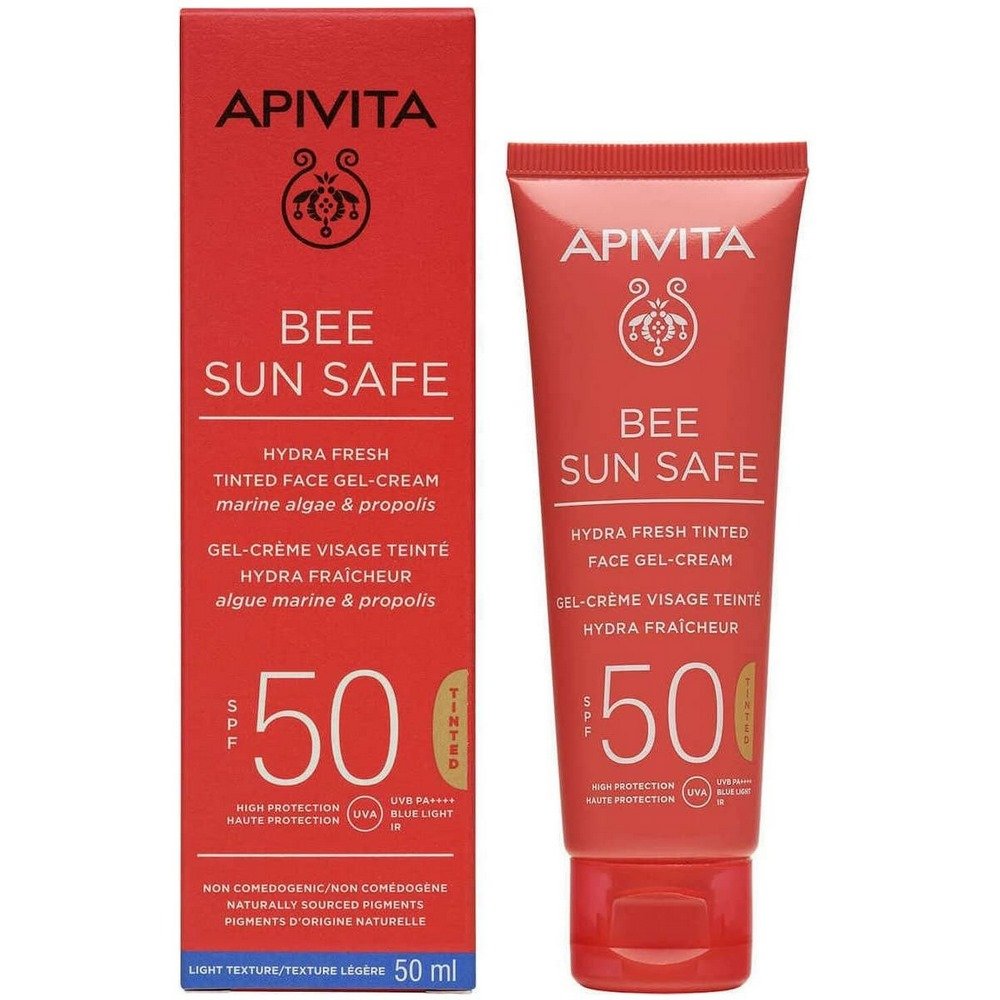 Apivita Bee Sun Safe Hydra Fresh Tinted Face Cream SPF50 Αντηλιακή Gel Κρέμα Προσώπου Με Χρώμα Ελαφριάς Υφής, 50ml