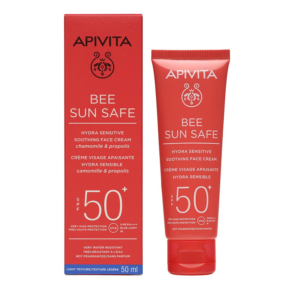 Apivita Bee Sun Safe Hydra Sensitive Face Cream SPF50+ Καταπραϋντική Κρέμα Προσώπου Για Ευαίσθητες Επιδερμίδες, 50ml