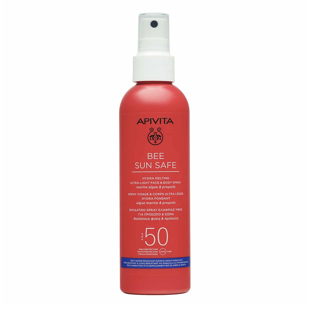 Apivita Bee Sun Safe Hydra Melting Face Body SPF50 Ενυδατικό Αντηλιακό Spray Ελαφριάς Υφής Για Πρόσωπο - Σώμα, 200ml