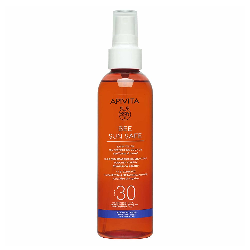 Apivita Bee Sun Safe SPF30 Tan Perfecting Body Oil Λάδι Σώματος Για Μαύρισμα και Μεταξένια Αίσθηση με SPF30, 200ml 