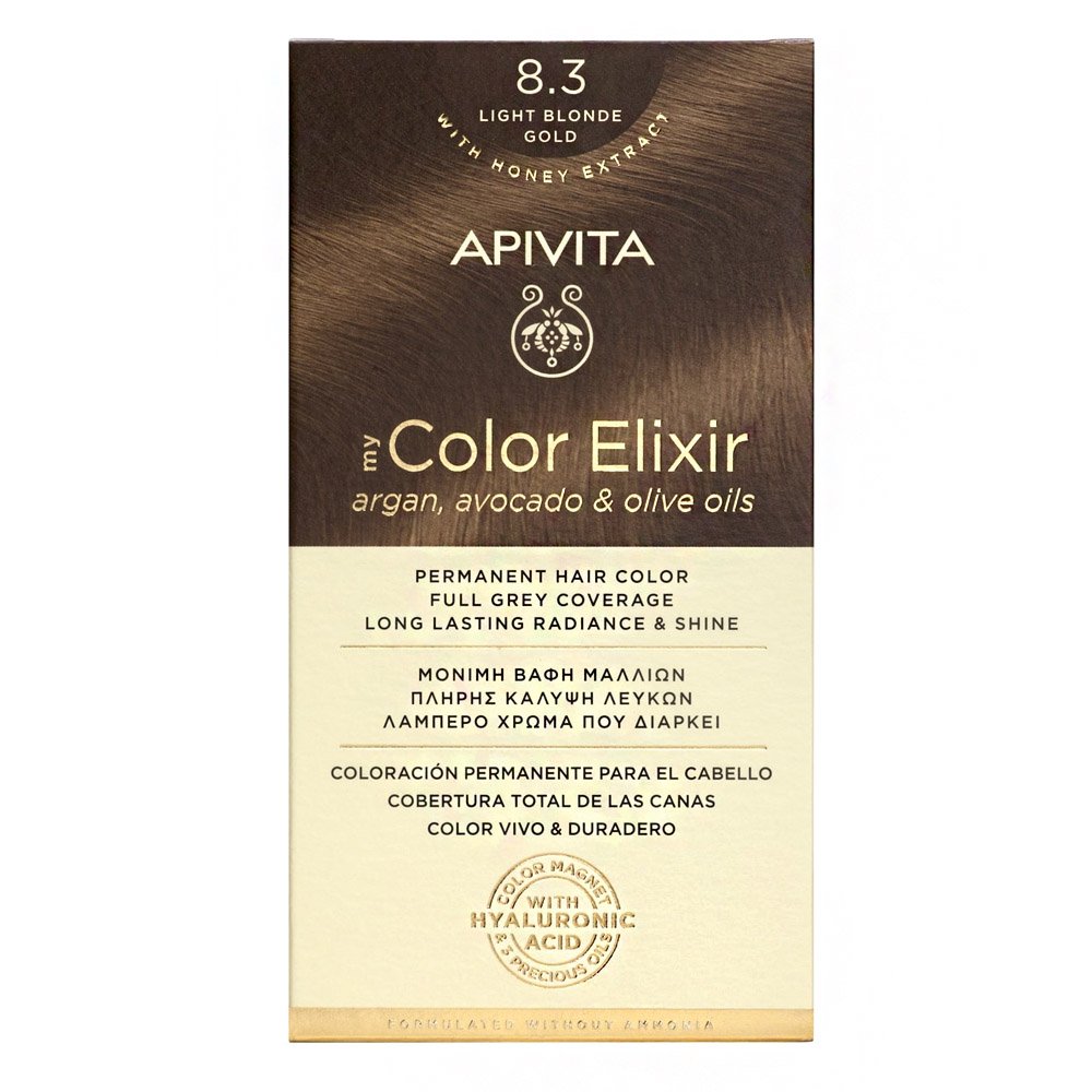 Apivita My Color Elixir Μόνιμη Βαφή Μαλλιών 8.3 Ξανθό Ανοιχτό Χρυσό, 125ml