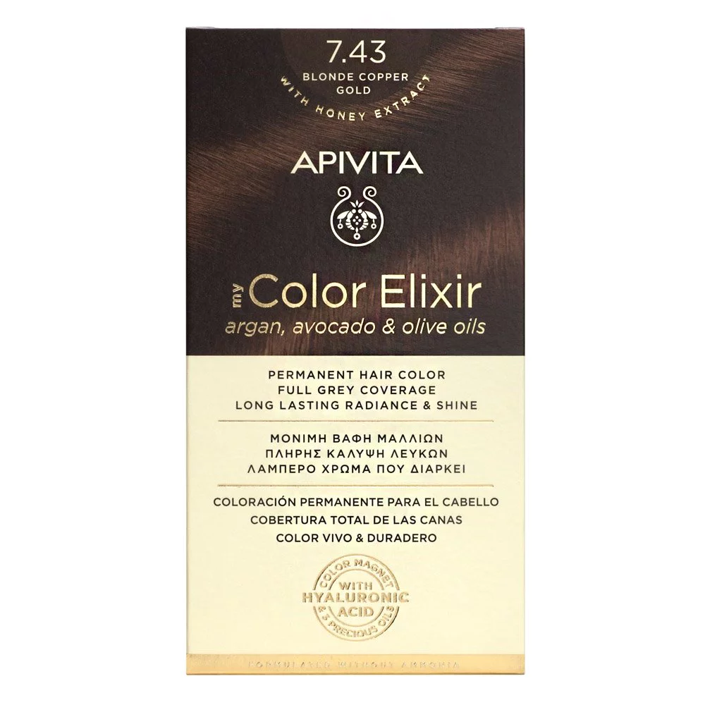 Apivita My Color Elixir Μόνιμη Βαφή Μαλλιών 7.43 Ξανθό Χάλκινο Μελί, 125ml Apivita My Color Elixir Μόνιμη Βαφή Μαλλιών 7.43 Ξανθό Χάλκινο Μελί, 125ml