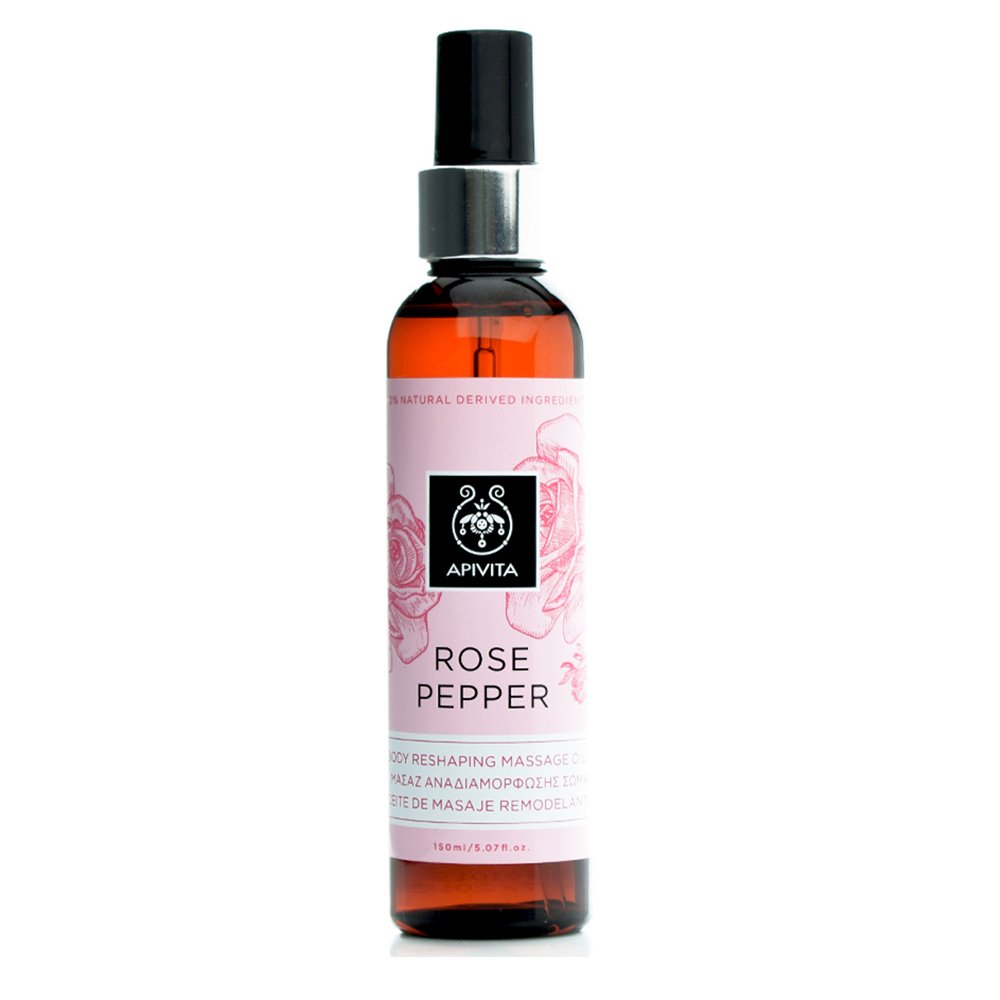 Apivita Rose Pepper Body Reshaping Massage Oil Λάδι Αναδιαμόρφωσης Σώματος με Tριαντάφυλλο & Ροζ Πιπέρι, 150ml