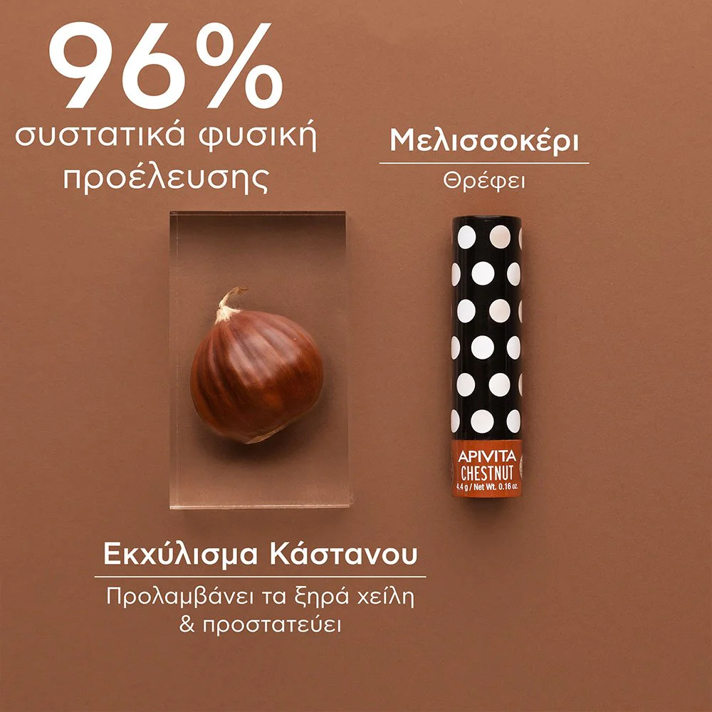 Apivita Lip Care Chestnut Ενυδατικό Χειλιών Κάστανο, 4.4g Apivita Lip Care Chestnut Ενυδατικό Χειλιών Κάστανο, 4.4g