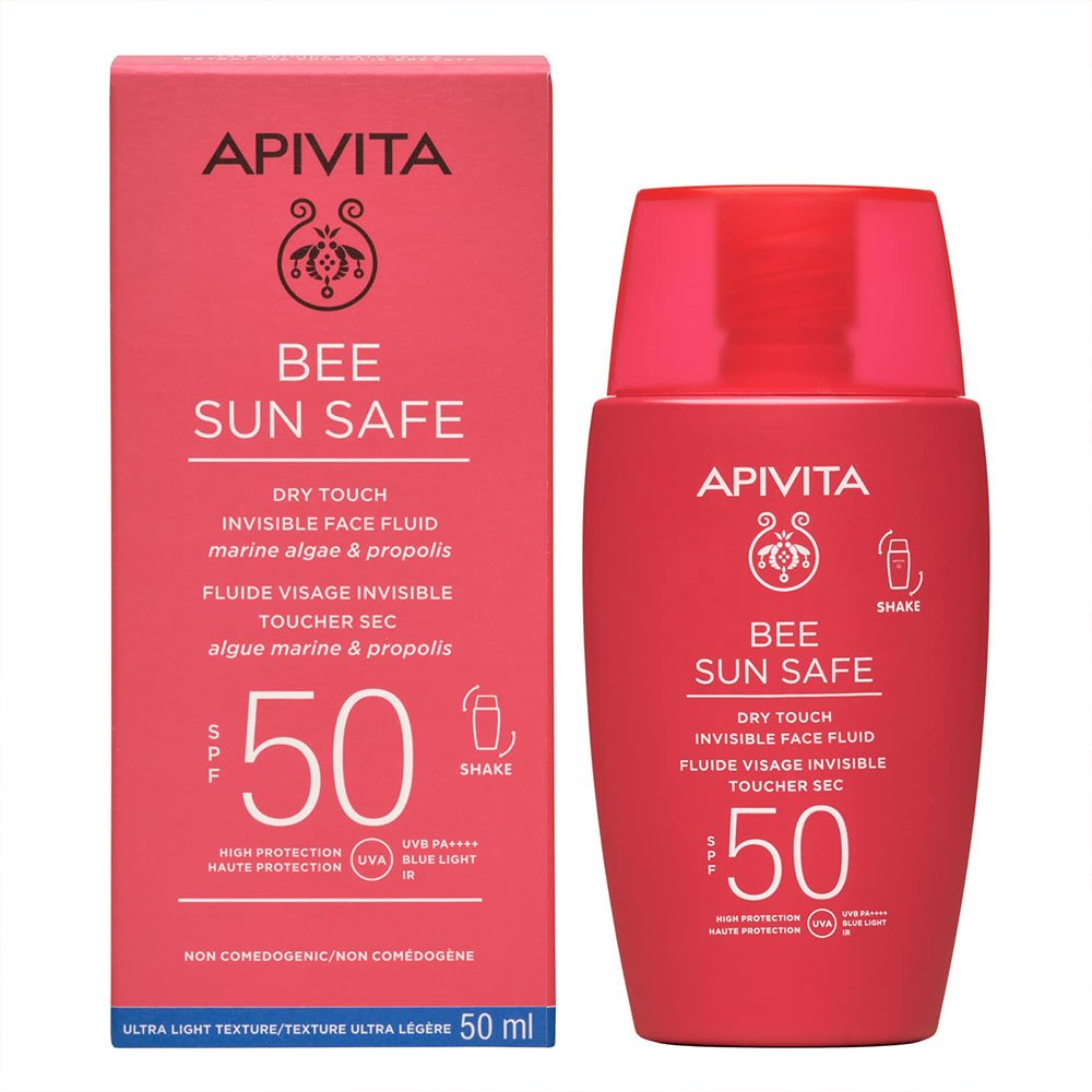 Apivita Bee Sun Safe Dry Touch Invisible Face Fluid SPF50 with Marine Algae & Propolis Λεπτόρευστη Αντιηλιακή Κρέμα Προσώπου Dry Touch SPF50, 50ml