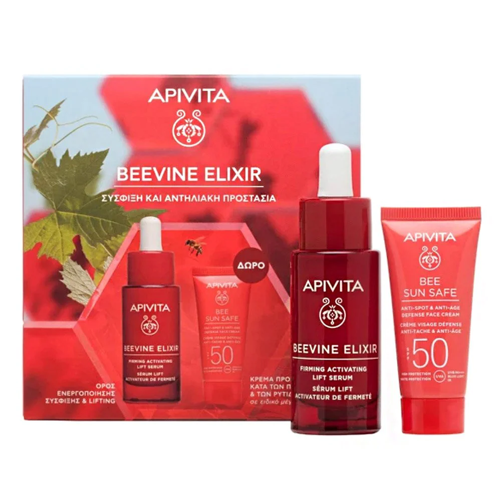 Apivita Σετ Περιποίησης Προσώπου για Σύσφιξη & Αντηλιακή Προστασία με Beevine Elixir Serum 30ml & ΔΩΡΟ Bee Sun Safe Anti-Spot & Anti-Age Defense Κρέμα Προσώπου, 15ml
