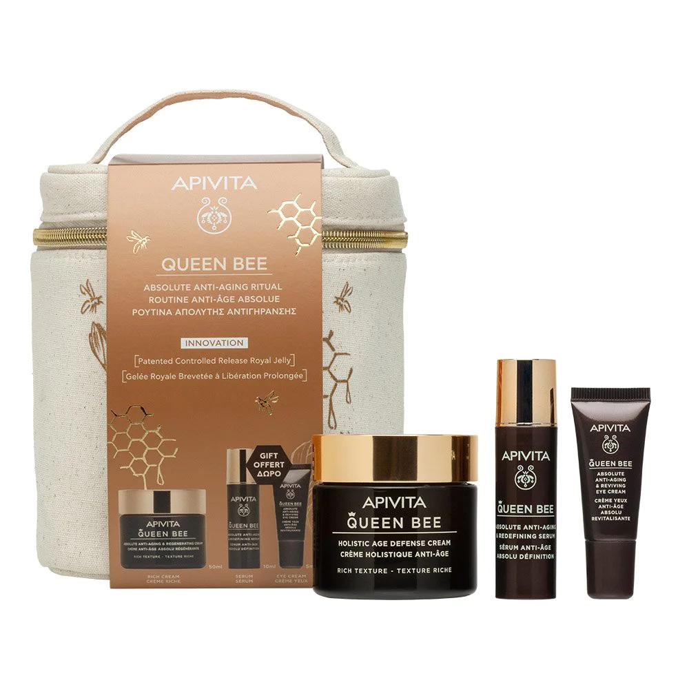 Apivita Promo Queen Bee Κρέμα Απόλυτης Αντιγήρανσης & Αναγέννησης Πλούσιας Υφής 50ml & Δώρο Queen Bee Ορός Ενεργοποίησης Σύσφιγξης & Lifting 10ml + Δώρο Queen Bee Κρέμα Ματιών Απόλυτης Αντιγήρανσης & Αναζωογόνησης 5ml Apivita Promo Queen Bee Κρέμα Απόλυτης Αντιγήρανσης & Αναγέννησης Πλούσιας Υφής 50ml & Δώρο Queen Bee Ορός Ενεργοποίησης Σύσφιγξης & Lifting 10ml + Δώρο Queen Bee Κρέμα Ματιών Απόλυτης Αντιγήρανσης & Αναζωογόνησης 5ml