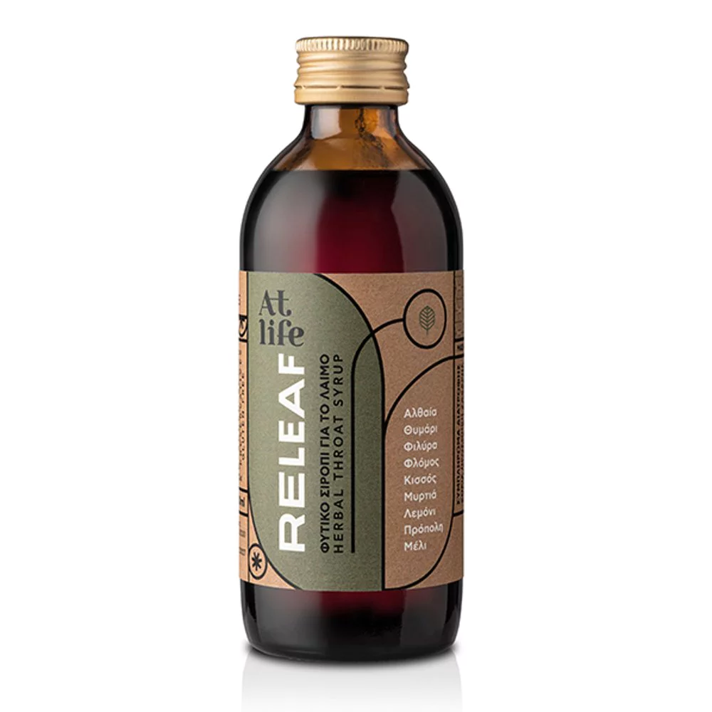AtLife Releaf Herbal Throat Syrop Σιρόπι γα τον Βήχα με Θυμάρι-Φιλύρα, 150ml AtLife Releaf Herbal Throat Syrop Σιρόπι γα τον Βήχα με Θυμάρι-Φιλύρα, 150ml