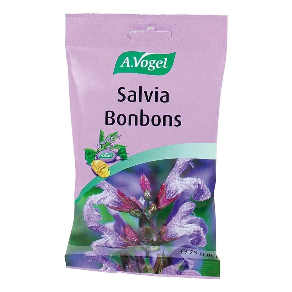 A.Vogel Salvia Bonbons Καραμέλες Για Τον Λαιμό Εμπλουτισμένη με Φυσική Βιταμίνη C από Ασερόλα Καταπραϋνει τον Ερεθισμένο Λαιμό, 75gr