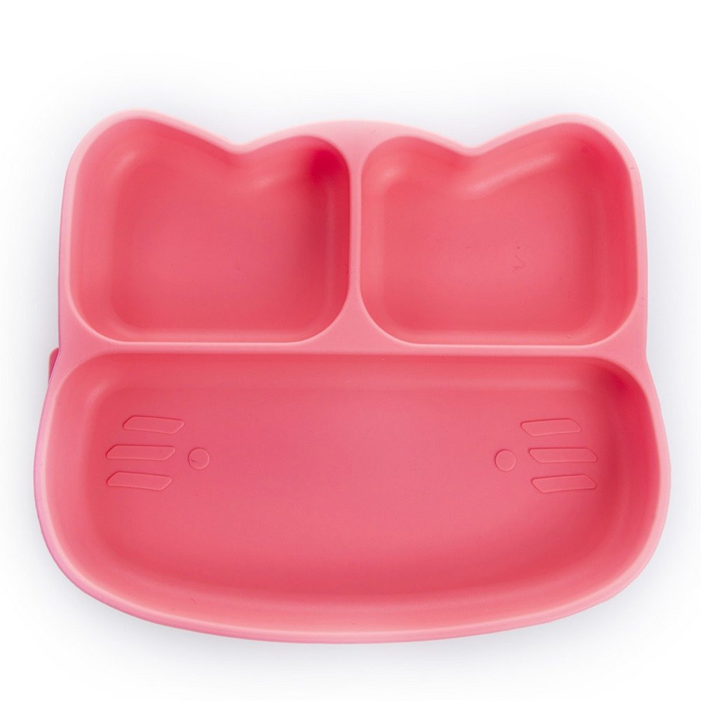 Babywise Cub Πιάτο Σιλικόνης Γατούλα με Χωρίσματα SLP052 Ροζ, 1τμχ