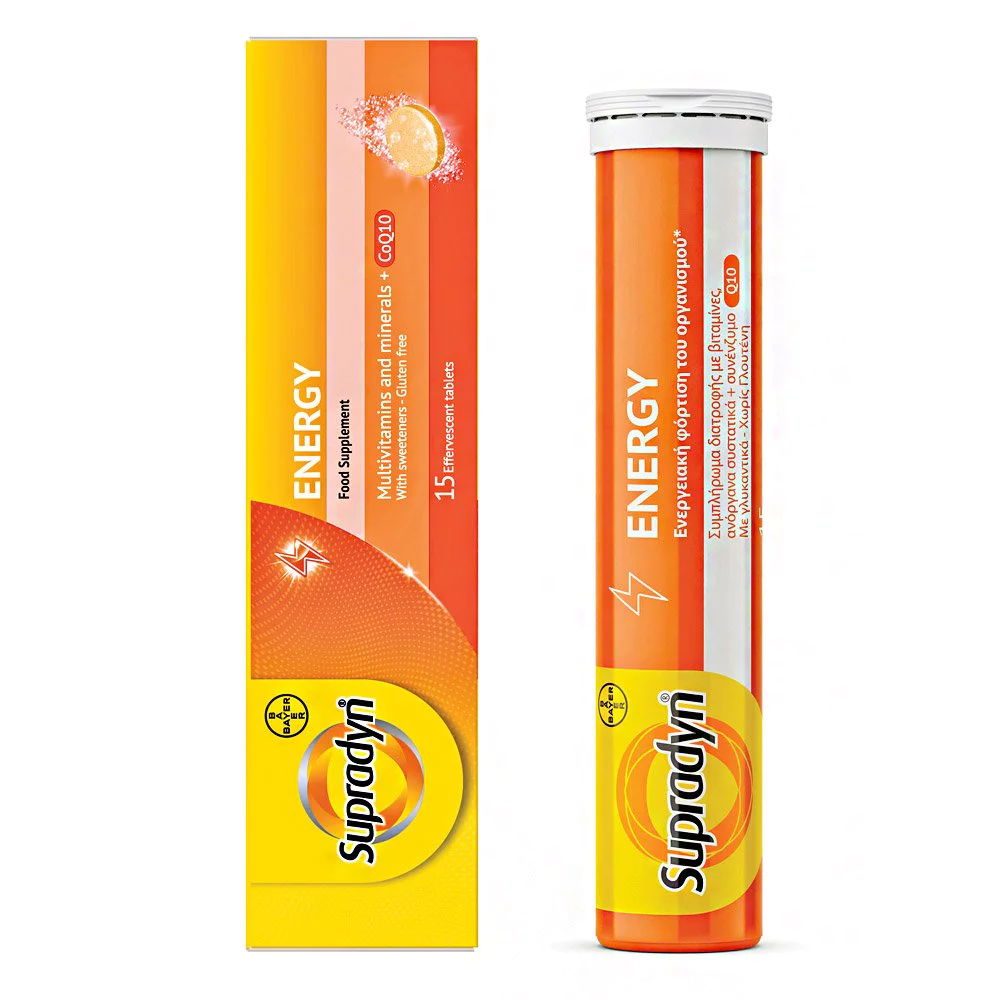 Bayer Supradyn Energy Multivitamins & Minerals + CoQ10 Συμπλήρωμα Διατροφής,15 αναβράζοντα δισκία Bayer Supradyn Energy Multivitamins & Minerals + CoQ10 Συμπλήρωμα Διατροφής,15 αναβράζοντα δισκία