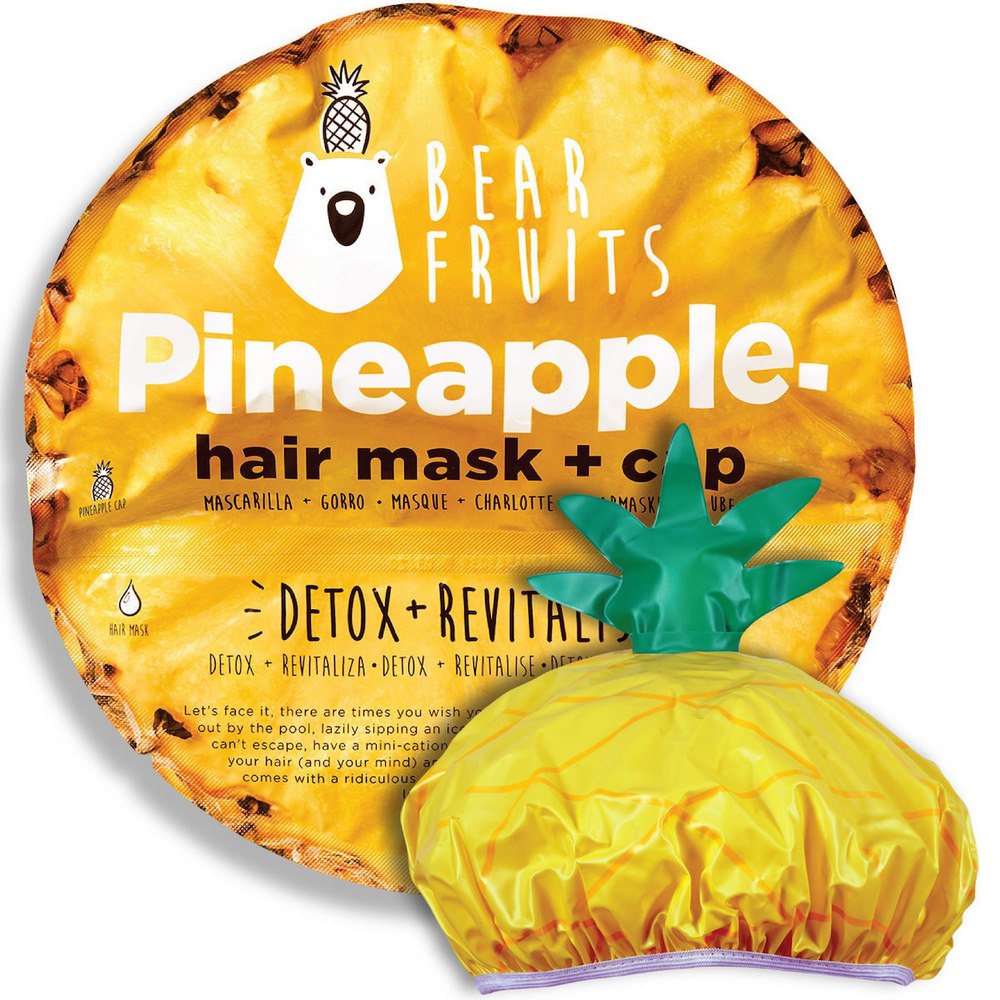 Bear Fruits Pineapple Μάσκα Μαλλιών για Αποτοξίνωση & Ανανέωση, 20ml & Σκουφάκι Ανανάς, 1τεμ, 1σετ