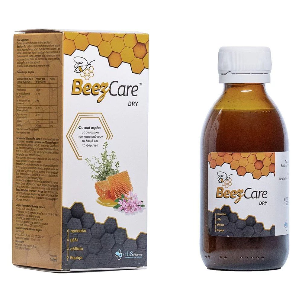 Beezcare Dry Φυτικό Σιρόπι για τον Ερεθισμένο Λαιμό και την Φυσιολογική Λειτουργία του Ανοσοποιητικού Συστήματος, 140ml