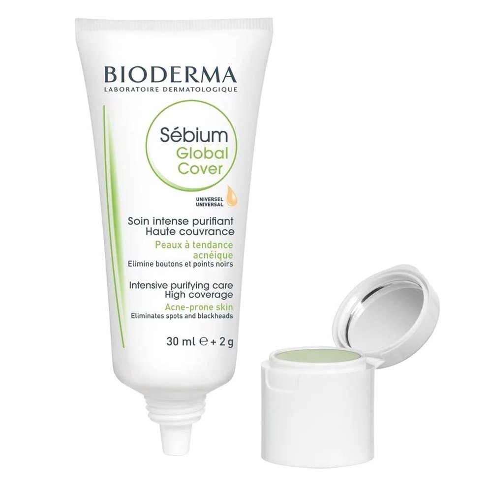 Bioderma Sebium Global Cover Καθημερινή Φροντίδα για Ακμή & Επιρρεπές Δέρμα με Σοβαρά Ελαττώματα, Κηλίδες & Σπυράκια, με Χρώμα, 30ml