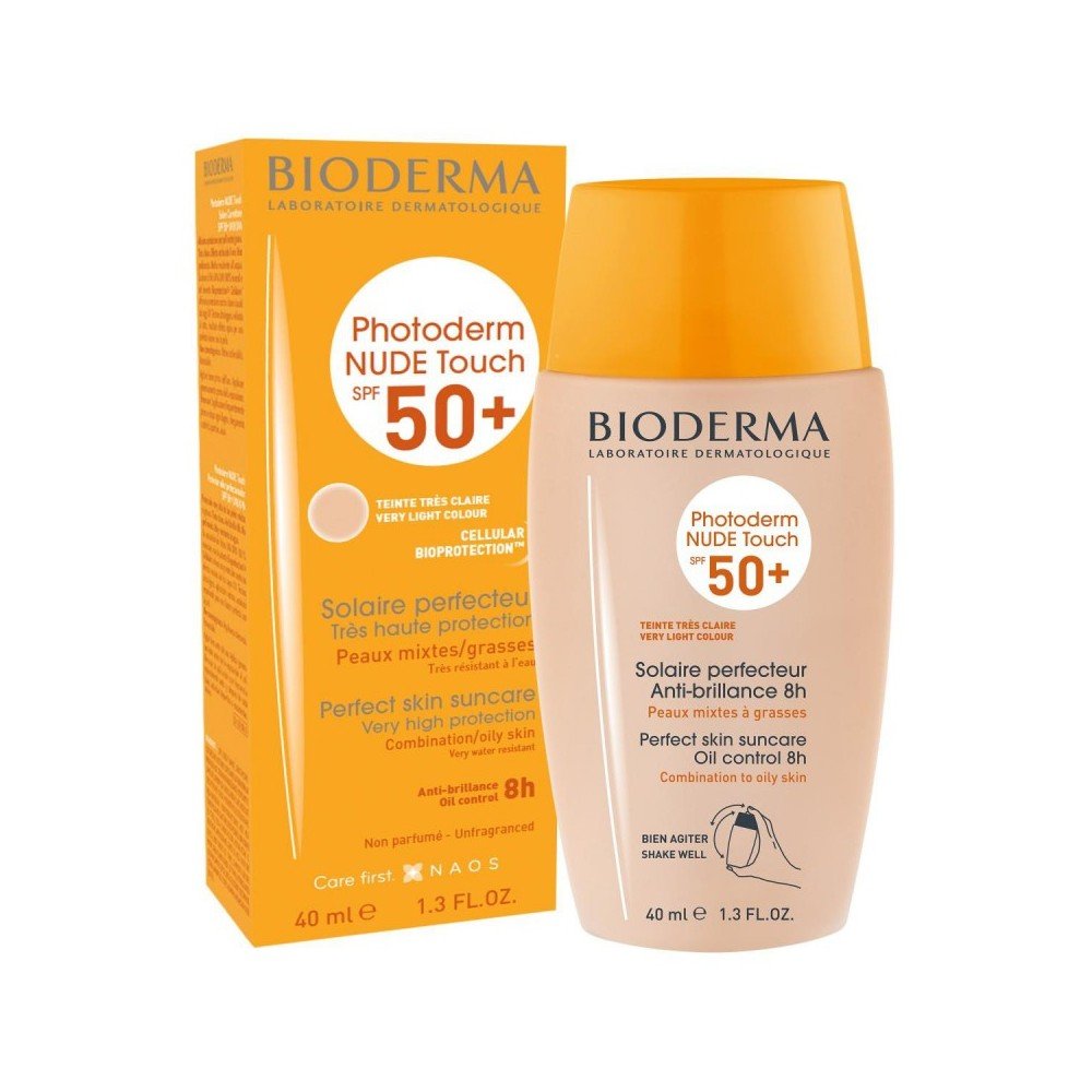 Bioderma Photoderm Nude Touch Very Light Colour Αντηλιακό Προσώπου με Ελαφρύ Χρώμα SPF50+, 40ml