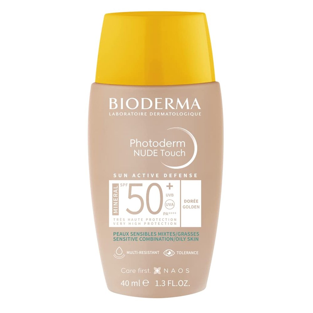 Bioderma Photoderm Nude Touch Cream Αντηλιακό Προσώπου για Ευαίσθητη/Λιπαρή Επιδερμίδα SPF 50+ Golden, 40ml