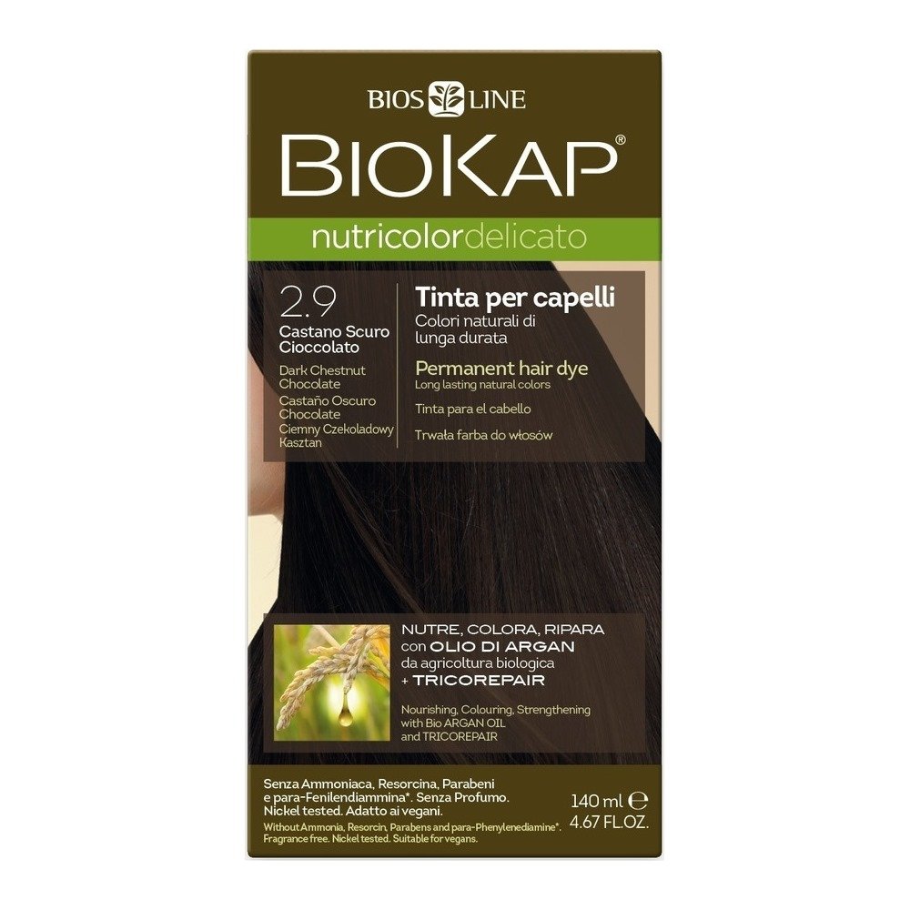 Biokap Nutricolor Delicato No 2.9 Καστανό Σκούρο Σοκολατί Βαφή Μαλλιών, 140ml