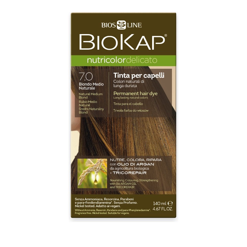 Biosline Biokap Nutricolor Delicato 7.00 Natural Medium Blonde, Ξανθό Φυσικό Χρυσαφί