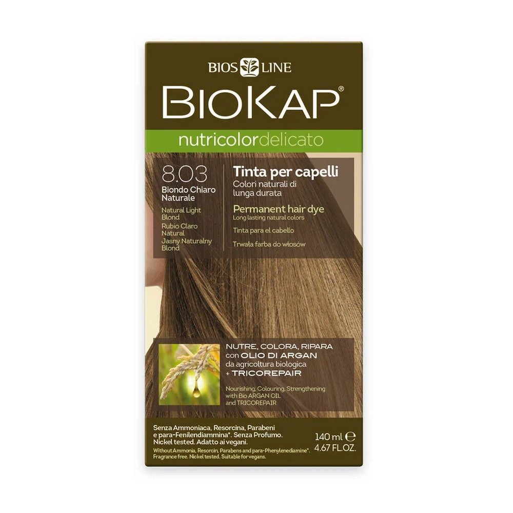 Biokap Nutricolor Delicato No 8.03 Φυσικό Ξανθό Ανοιχτό Βαφή Μαλλιών, 140ml