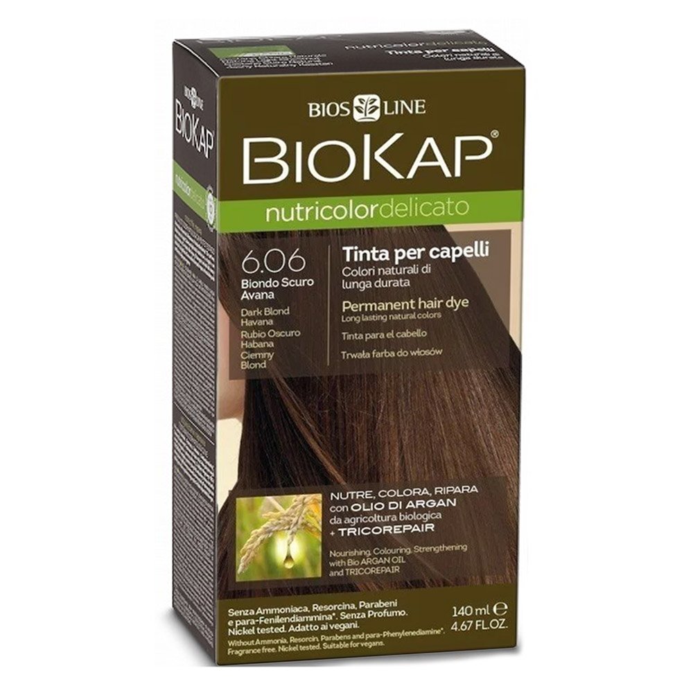 Biokap Nutricolor Delicato Βαφή Μαλλιών No 6.06 Σκούρο Ξανθό Αβάνα , 140ml