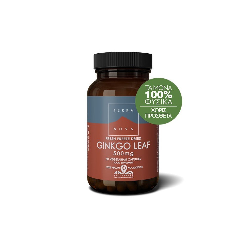 Terranova Ginkgo Leaf 500mg - Συμπλήρωμα με Τζίνγκο Μπιλόμπα για την Ενίσχυση της Μνήμης, 50 caps