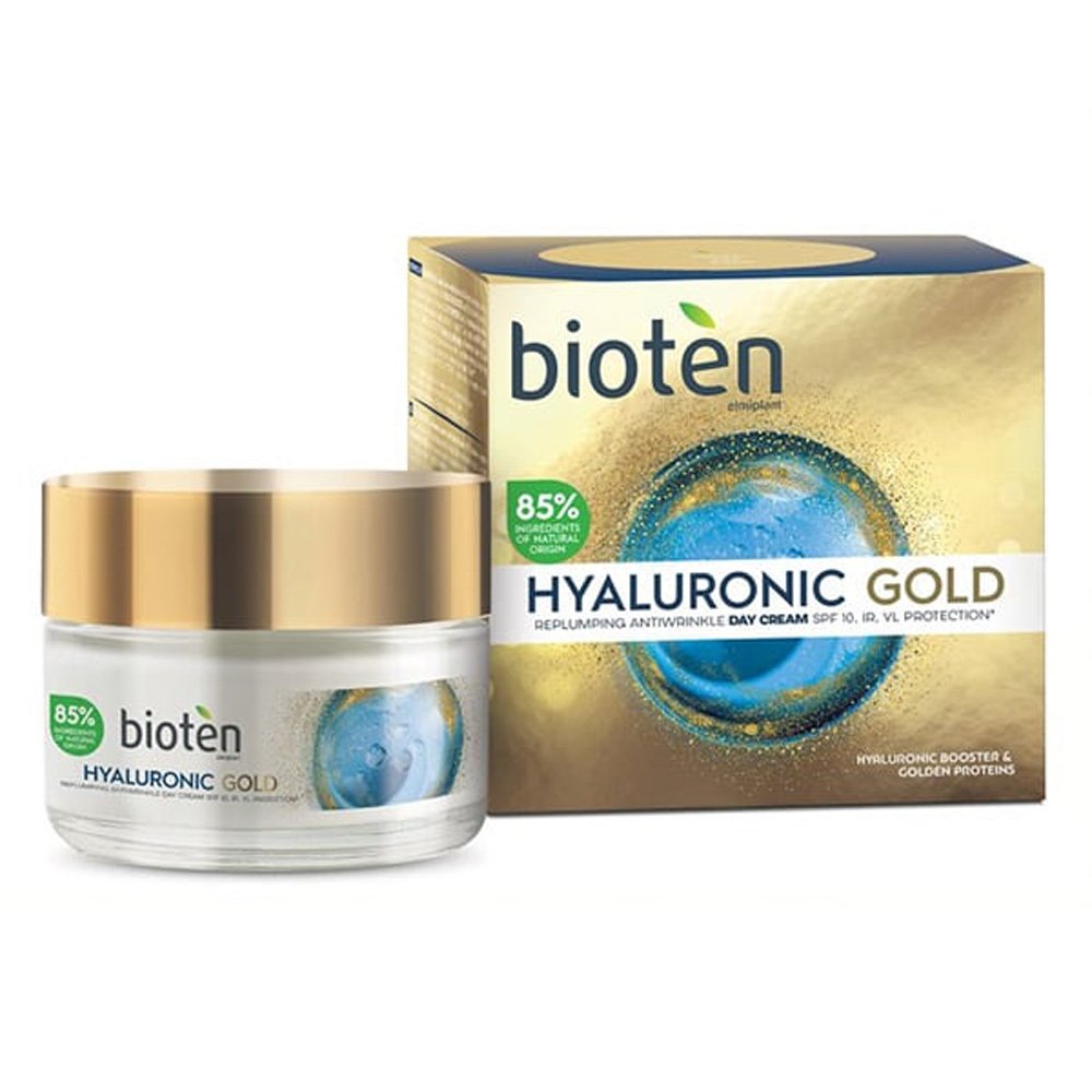 Bioten Hyaluronic Gold Αντιρυτιδική Κρέμα Ημέρας Αναδιαμόρφωσης SPF10, 50ml