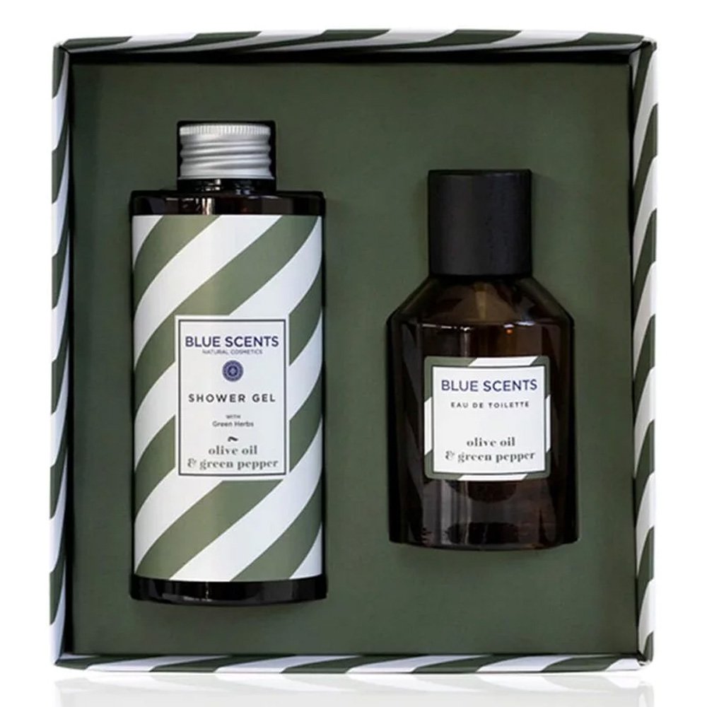 Blue Scents Gift Set Olive Oil & Green Pepper Αφρόλουτρο Σώματος, 300ml & Eau De Toilette Ανδρικό Άρωμα, 100ml