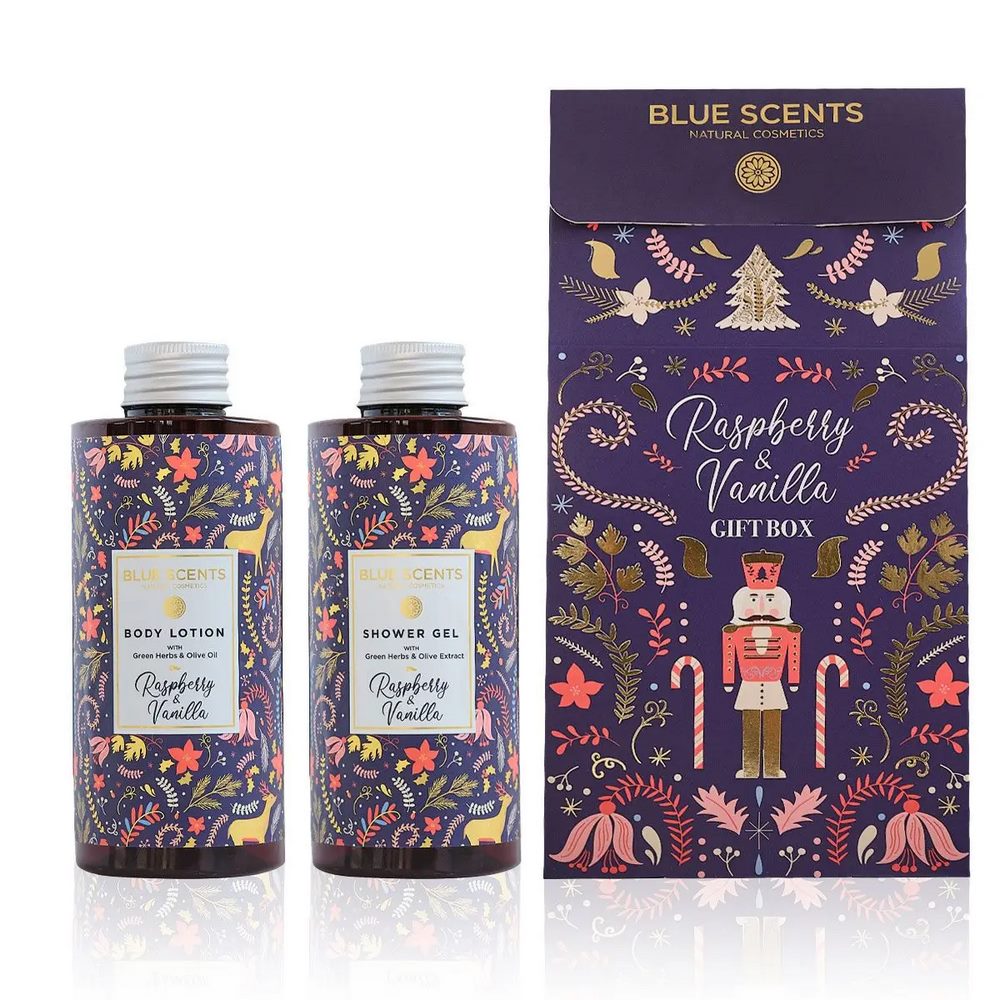 Blue Scents Promo Gift Box Raspberry & Vanilla Αφρόλουτρο Σώματος, 300ml & Raspberry & Vanilla Ενυδατικό Γαλάκτωμα Σώματος, 300ml