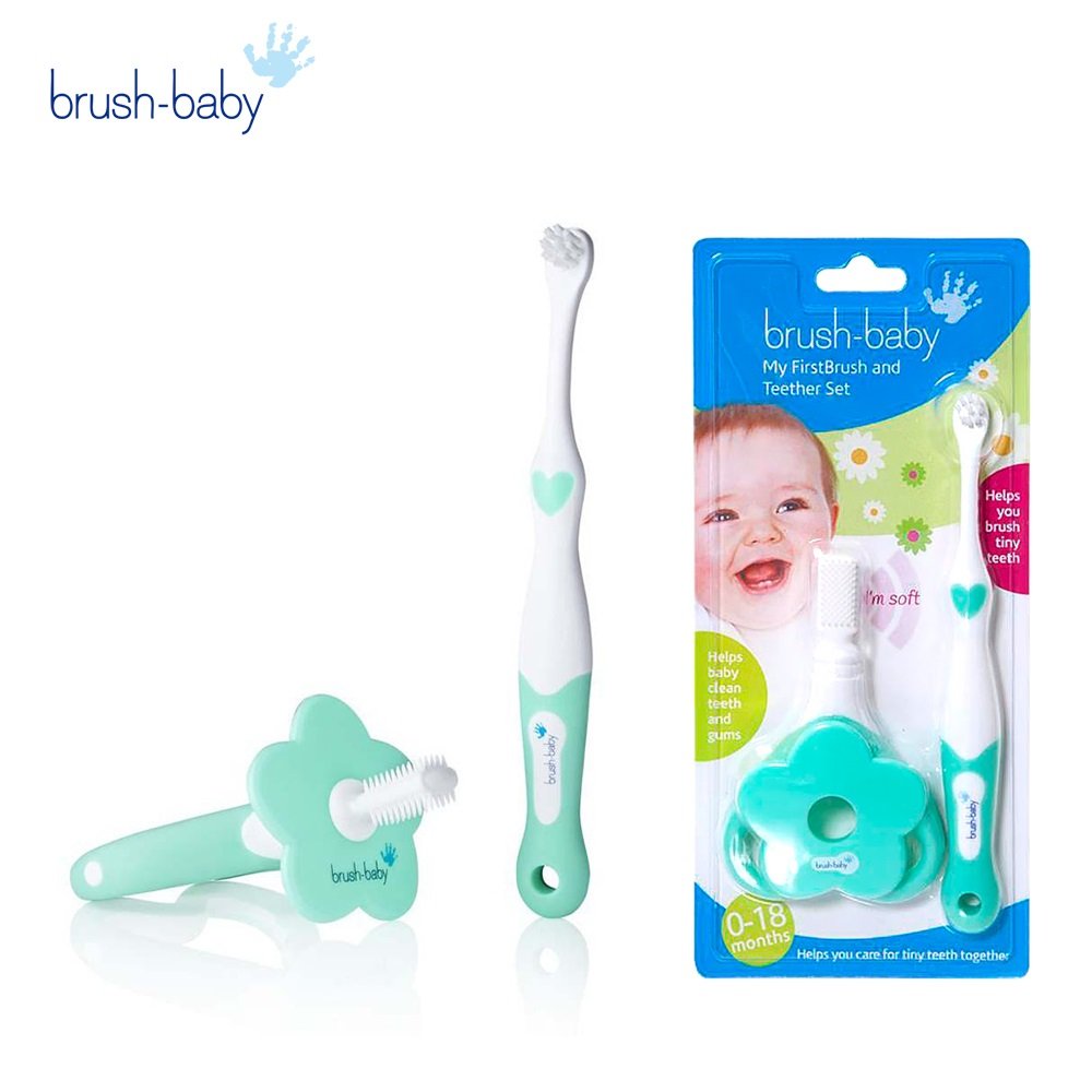 Brush Baby First Brush and Teether Σετ Οδοντοφυίας για Βρέφη 0-18 μηνών, 2τμχ