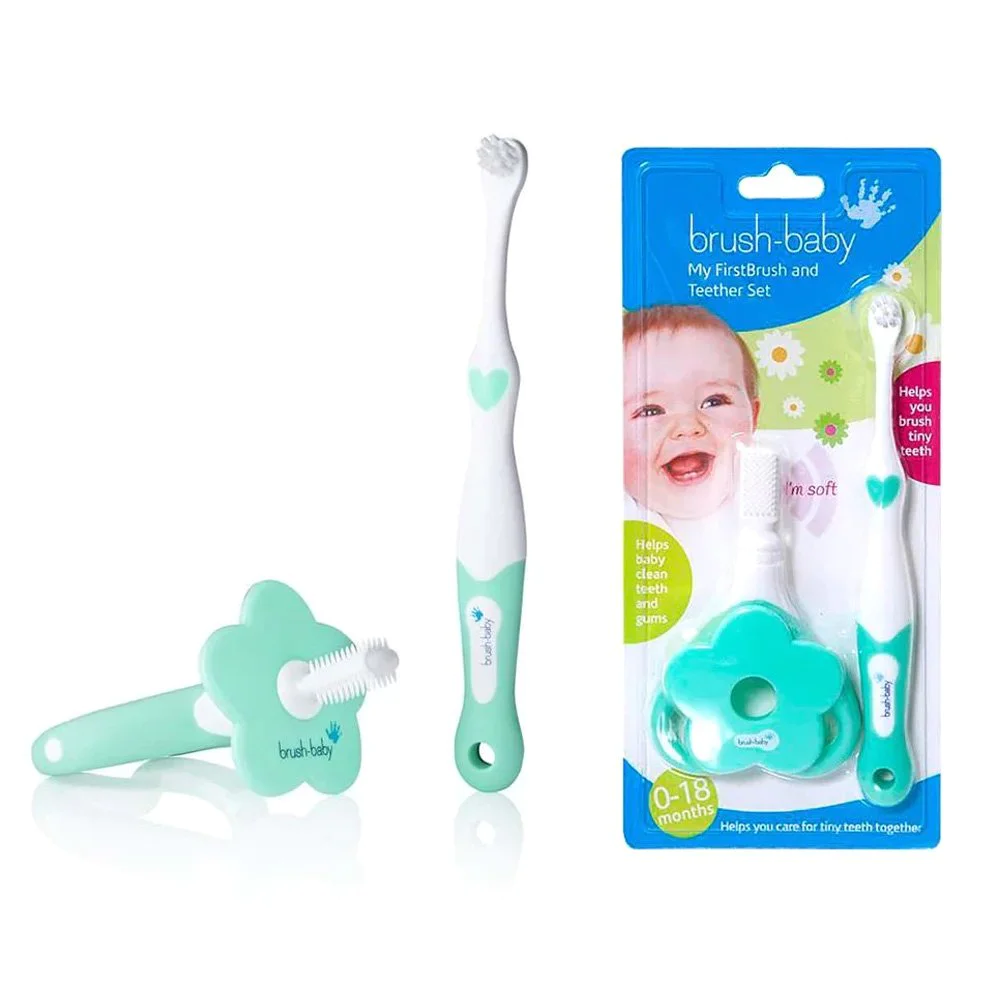 Brush Baby First Brush and Teether Σετ Οδοντοφυίας για Βρέφη 0-18 μηνών, 2τμχ