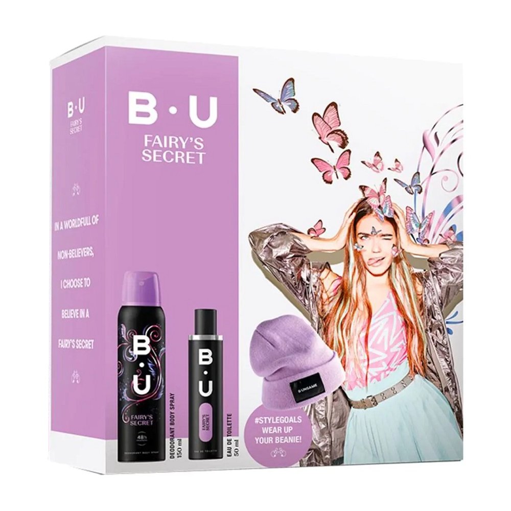B.U. Fairy's Secret Eau de Toilette 50ml, Deodorant Spray 150ml & Gift Beanie