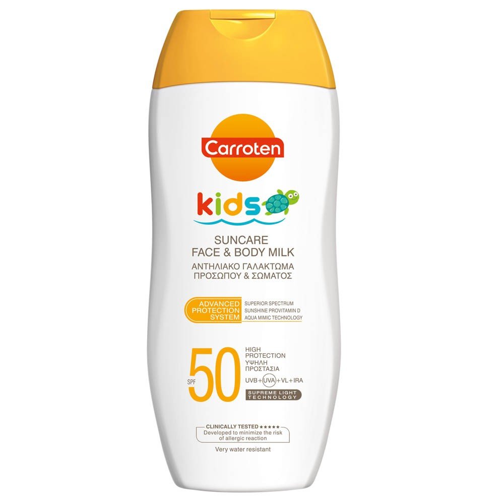 Carroten Kids Suncare Face & Body Milk, Παιδικό Αντηλιακό Γαλάκτωμα Προσώπου & Σώματος SPF50+, 200ml