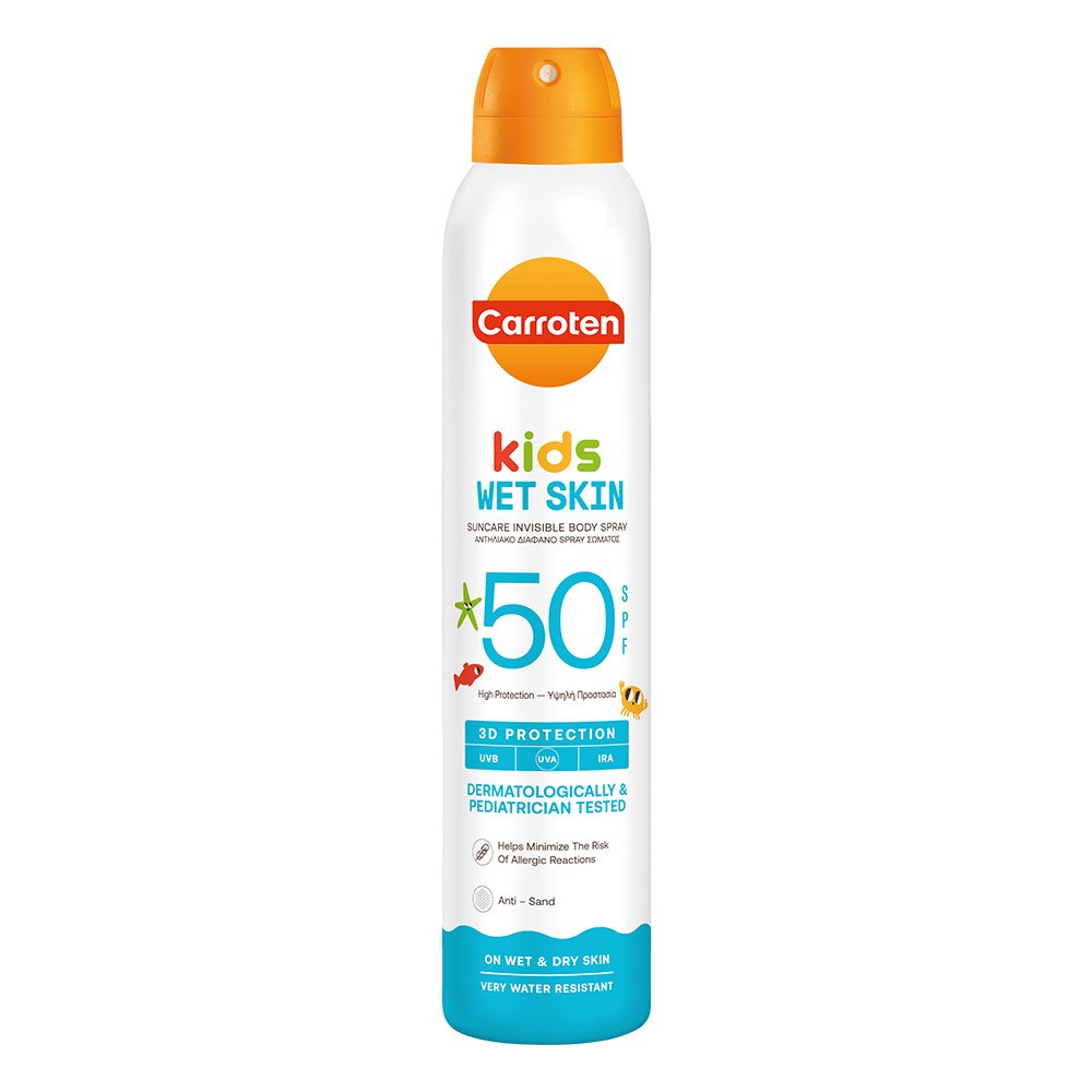 Carrotern Kids Wet Skin Παιδικό Αντηλιακό Διάφανο Spray SPF50, 200ml