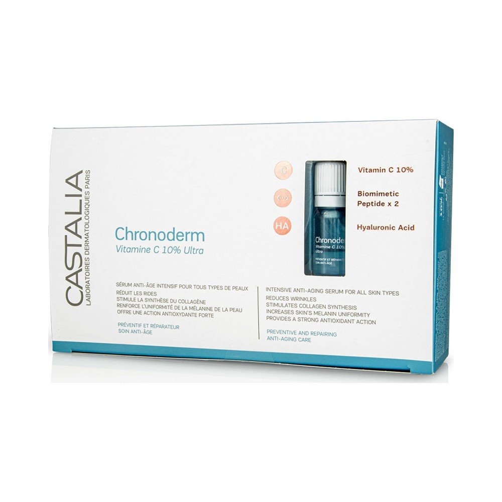 Castalia Chronoderm Vitamine C 10% Ultra Ορός Εντατικής Αντιγηραντικής Φροντίδας Με Βιταμίνη C, 14 φιαλίδια x 5ml