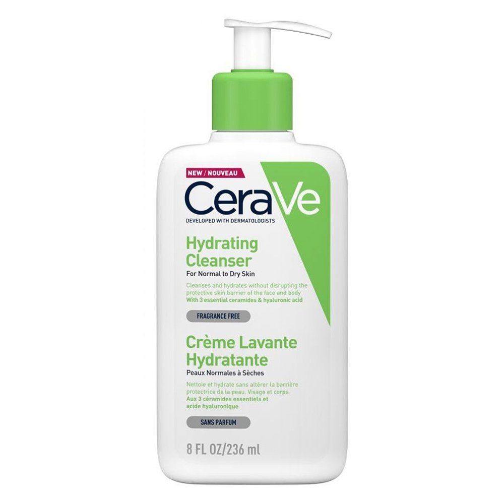  CeraVe Hydrating Cleanser Ενυδατική Μη Αφρίζουσα Κρέμα Καθαρισμού για Πρόσωπο και Σώμα με Υαλουρονικό Οξύ, Ceramides και Γλυκερίνη, 236ml