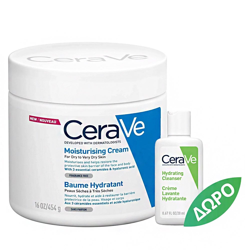 CeraVe Promo Cream Σετ Περιποίησης Face & Body Cream for Dry to Very Dry Skin, 454g & Δώρο Hydrating Face & Body Cleanser, 20g