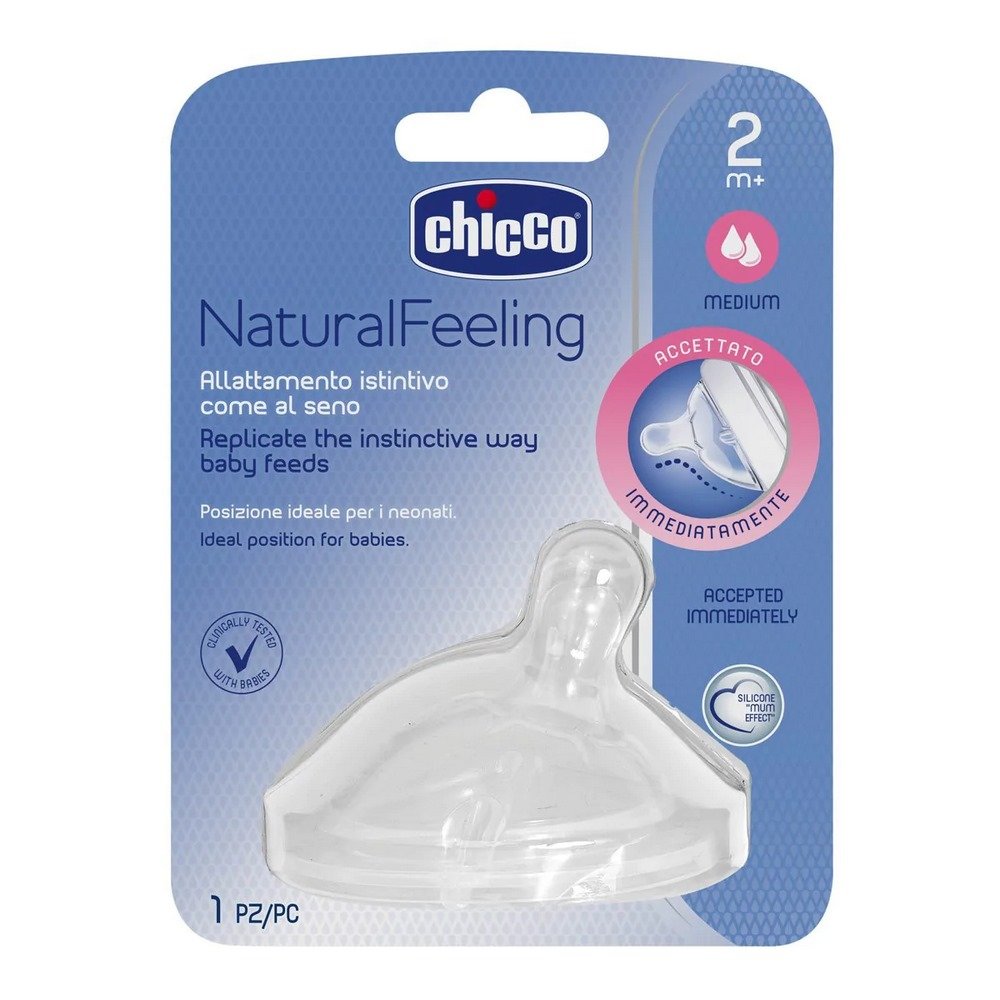 Chicco Θηλή Σιλικόνης Natural Feeling με Κλίση Μέτριας Ροής 2m+, 1τμχ