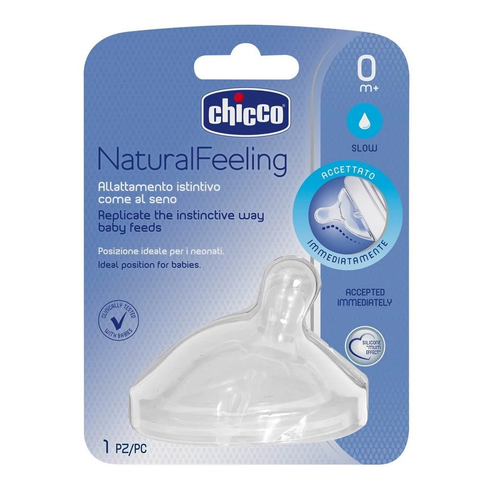 Chicco Θηλή Σιλικόνης Natural Feeling Αργή Ροή 0m+, 1τμχ