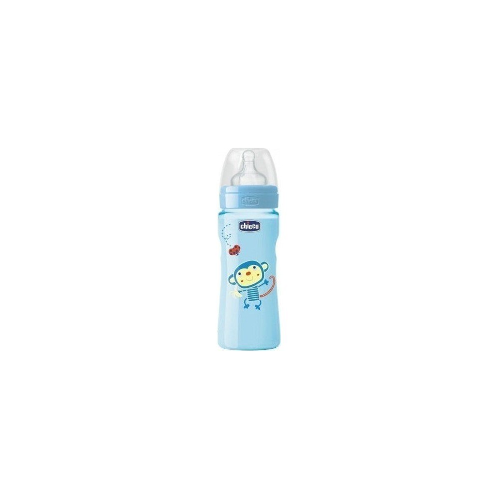 CHICCO Benessere Well-Being Bottle Πλαστικό Μπιμπερό με Θηλή Σιλικόνης 4+ μηνών - Μπλε