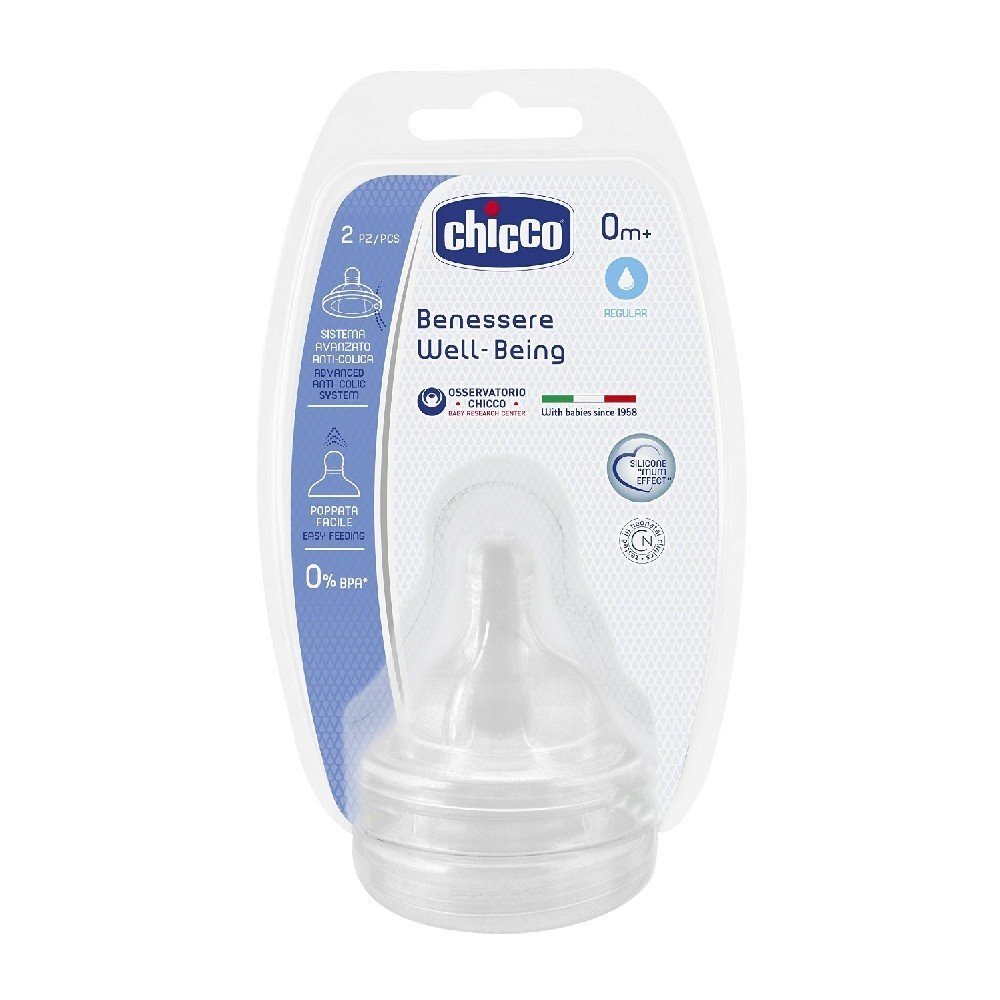 Chicco Well Being 0m+ Θηλή Σιλικόνης Κανονικής Ροής "Σαν τη Μαμά", 2 τεμάχια Chicco Well Being 0m+ Θηλή Σιλικόνης Κανονικής Ροής "Σαν τη Μαμά", 2 τεμάχια