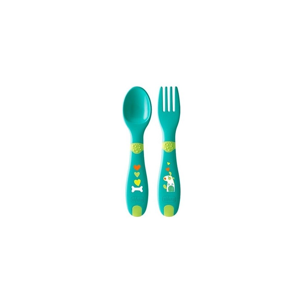 Chicco First Cutlery Σετ Πιρούνι Κουτάλι Φαγητού Green 12m+