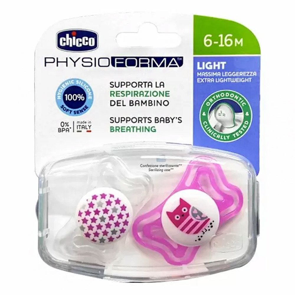 Chicco Πιπίλα Physio Light Ρόζ 6-16 Μηνών, 2τμχ